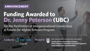 Prof. Jenny Peterson awarded funding for Intergenerational Connections & Futures for Afghan Scholars Program